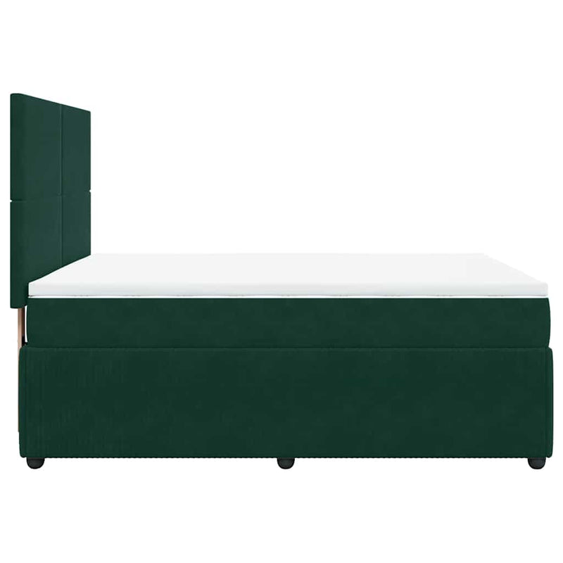 Pat box spring cu saltea, verde închis, 140x190 cm, catifea