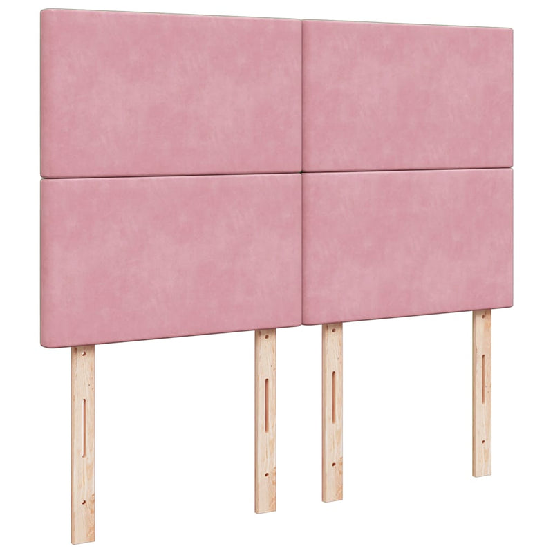 Pat box spring cu saltea, roz, 140x190 cm, catifea
