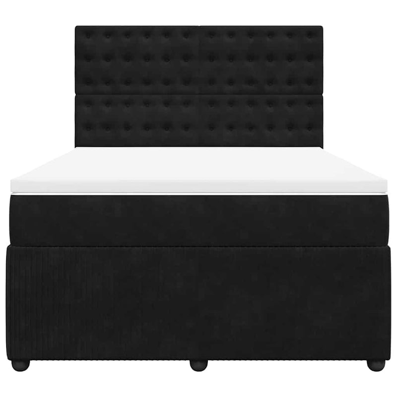Pat box spring cu saltea, negru, 140x190 cm, catifea