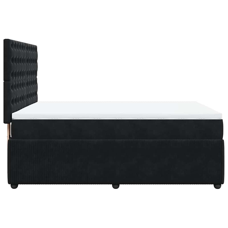 Pat box spring cu saltea, negru, 140x190 cm, catifea