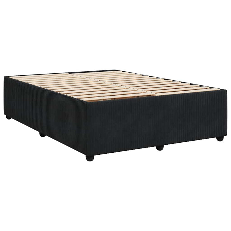 Pat box spring cu saltea, negru, 140x190 cm, catifea