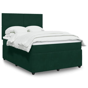 Pat box spring cu saltea, verde închis, 140x200 cm, catifea