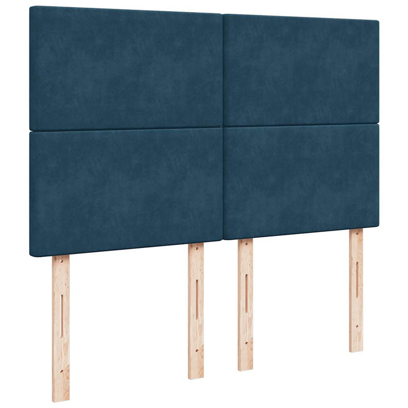 Pat box spring cu saltea, albastru închis, 140x200 cm, catifea