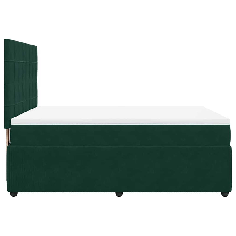 Pat box spring cu saltea, verde închis, 140x200 cm, catifea