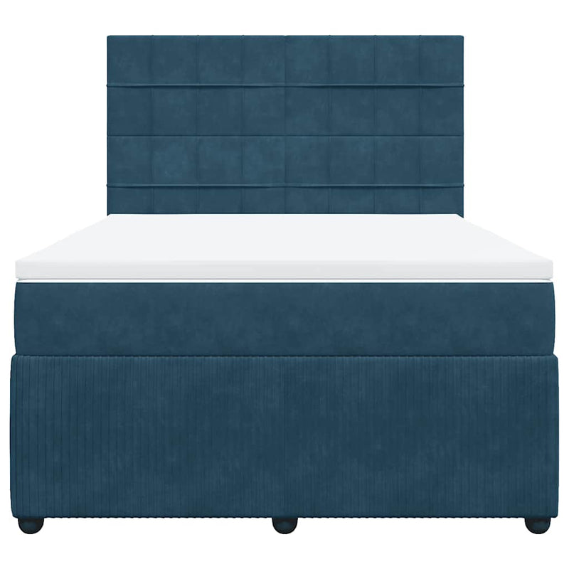 Pat box spring cu saltea, albastru închis, 140x200 cm, catifea