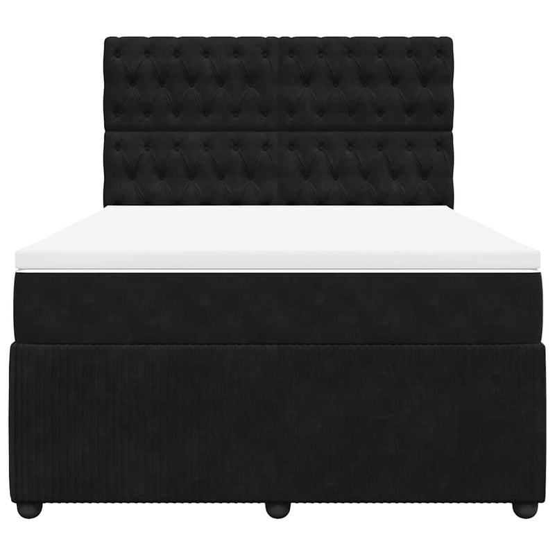 Pat box spring cu saltea, negru, 140x200 cm, catifea