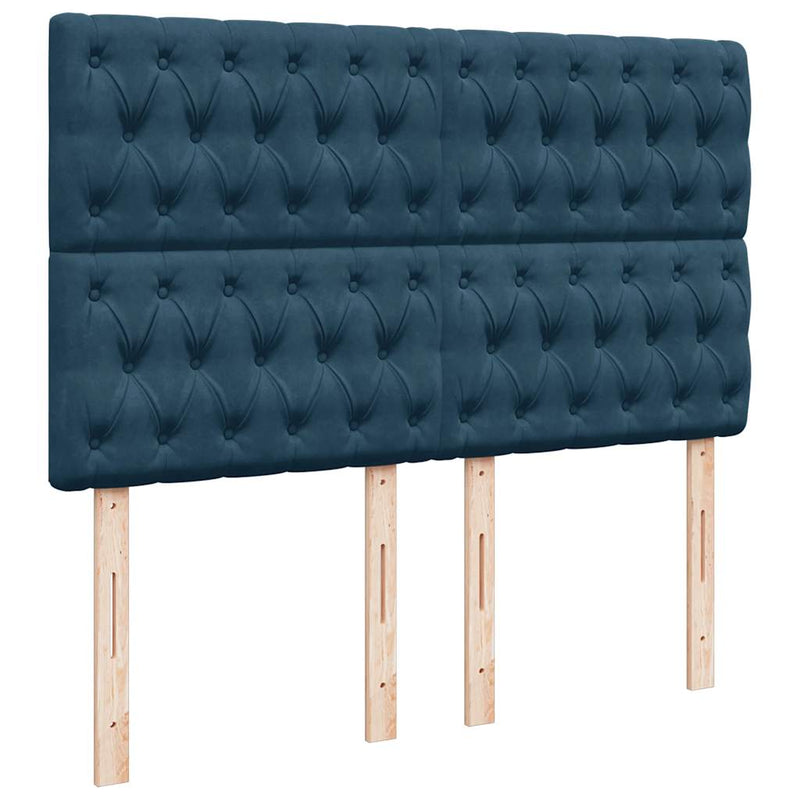 Pat box spring cu saltea, albastru închis, 140x200 cm, catifea