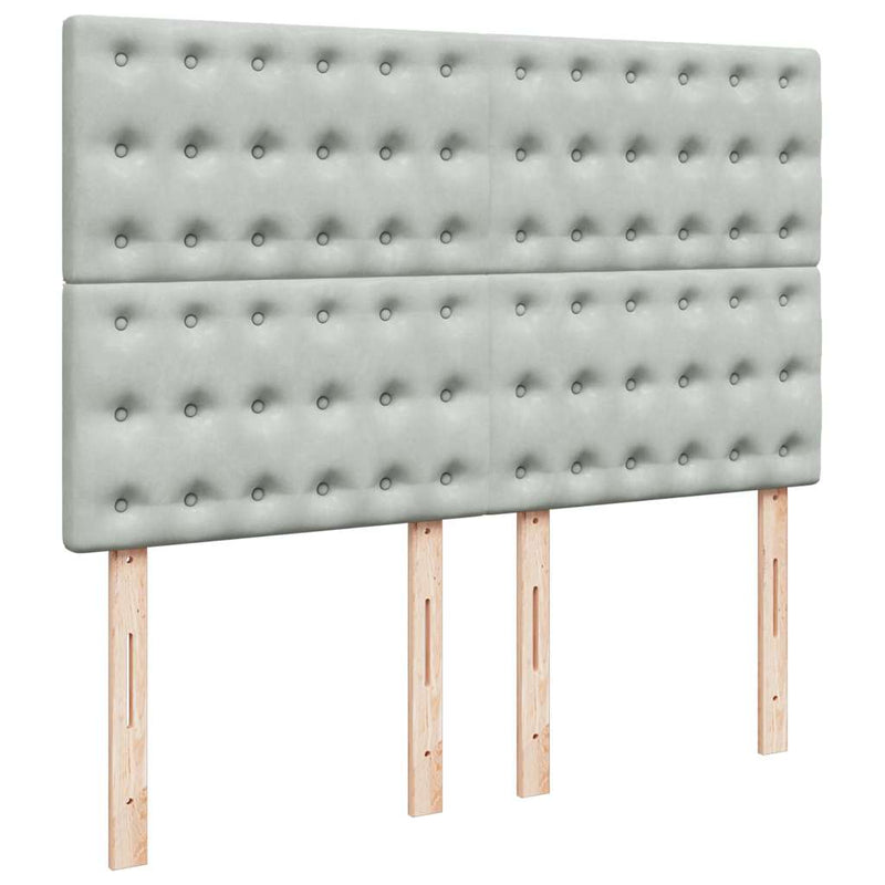 Pat box spring cu saltea, gri deschis, 140x200 cm, catifea