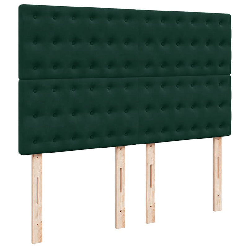 Pat box spring cu saltea, verde închis, 140x200 cm, catifea