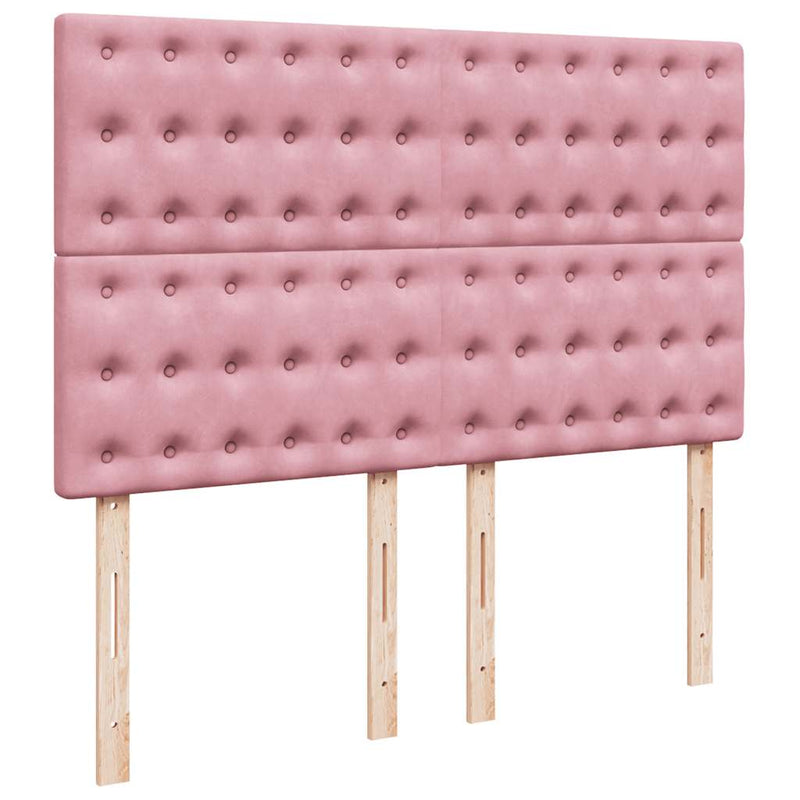 Pat box spring cu saltea, roz, 140x200 cm, catifea