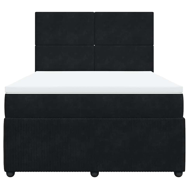 Pat box spring cu saltea, negru, 160x200 cm, catifea
