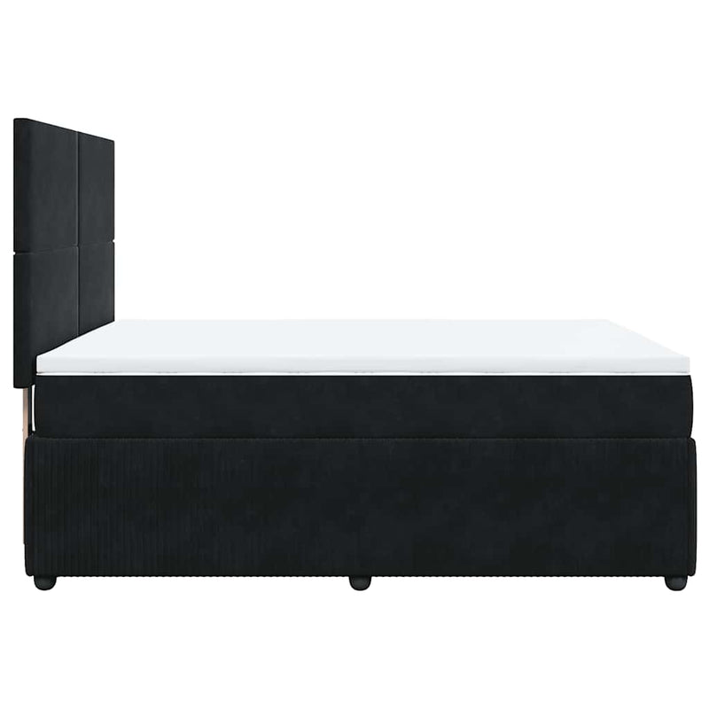 Pat box spring cu saltea, negru, 160x200 cm, catifea