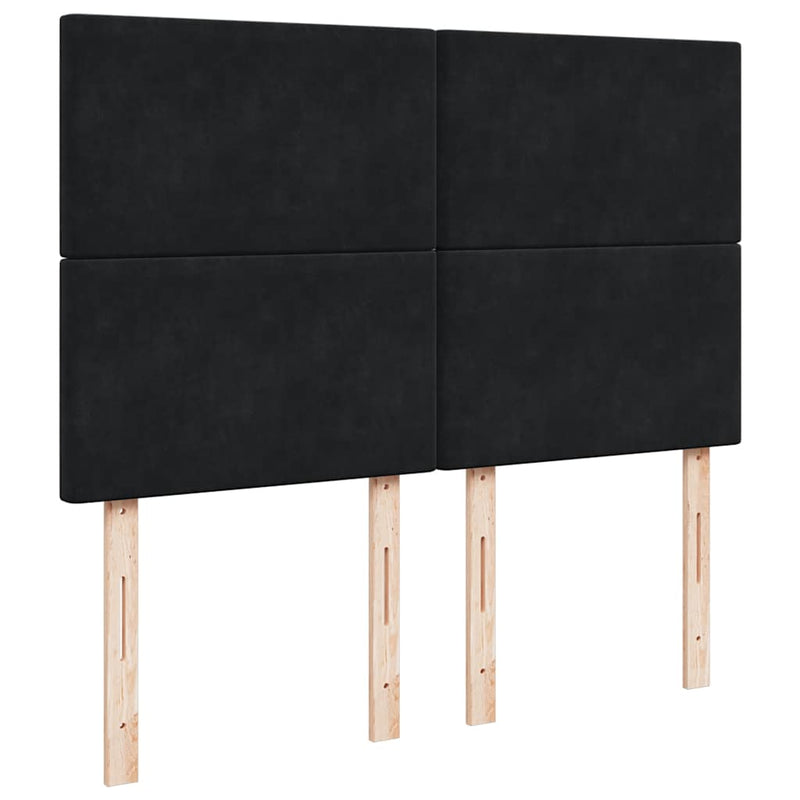 Pat box spring cu saltea, negru, 160x200 cm, catifea