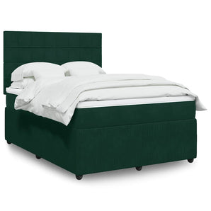 Pat box spring cu saltea, verde închis, 160x200 cm, catifea