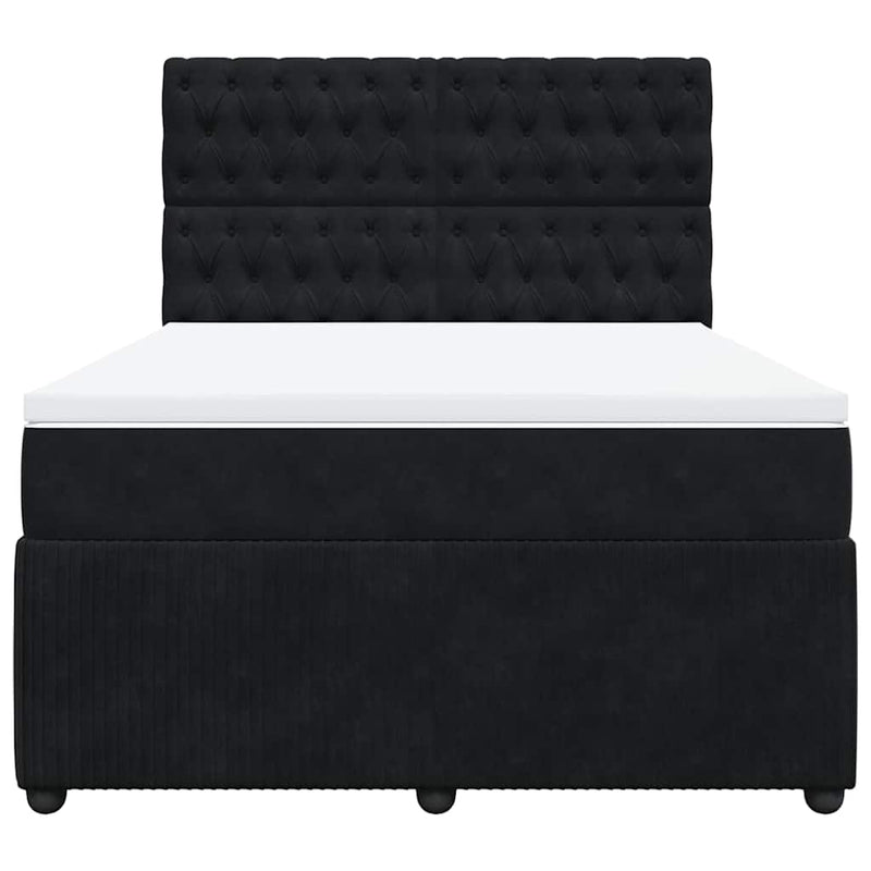 Pat box spring cu saltea, negru, 160x200 cm, catifea