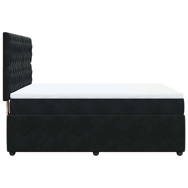 Pat box spring cu saltea, negru, 160x200 cm, catifea