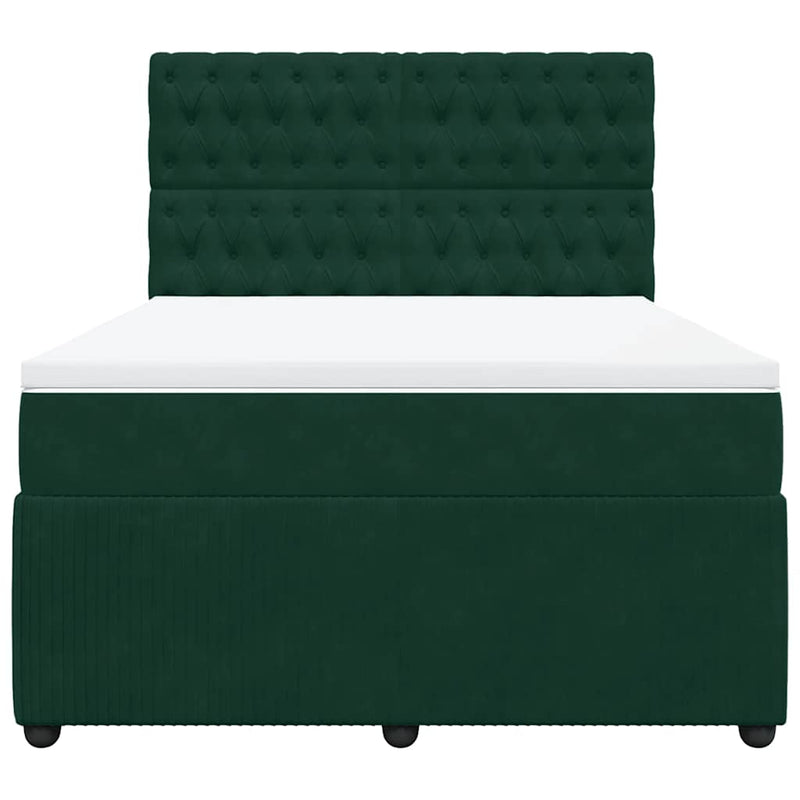 Pat box spring cu saltea, verde închis, 160x200 cm, catifea