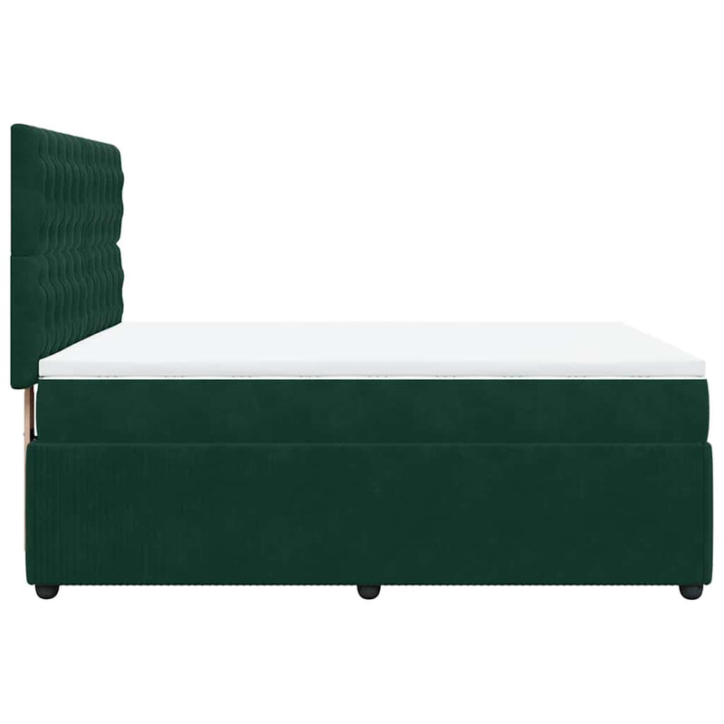 Pat box spring cu saltea, verde închis, 160x200 cm, catifea