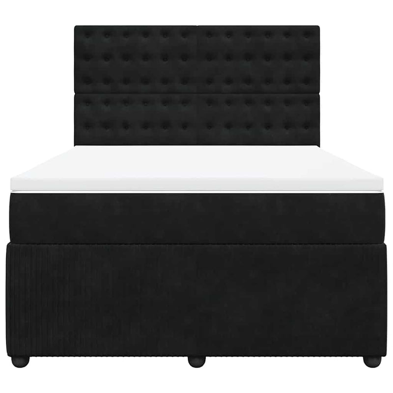 Pat box spring cu saltea, negru, 160x200 cm, catifea