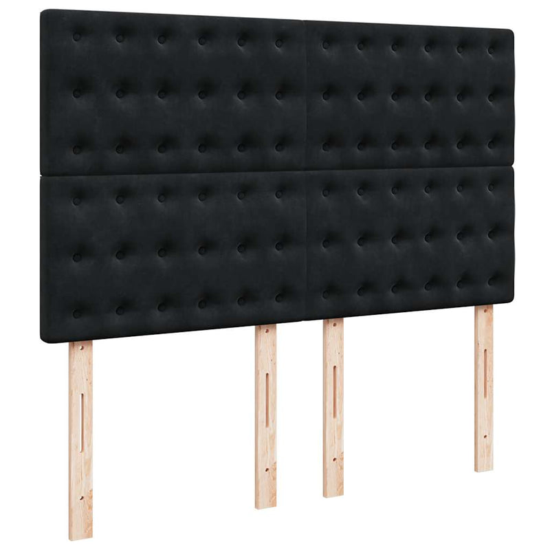 Pat box spring cu saltea, negru, 160x200 cm, catifea