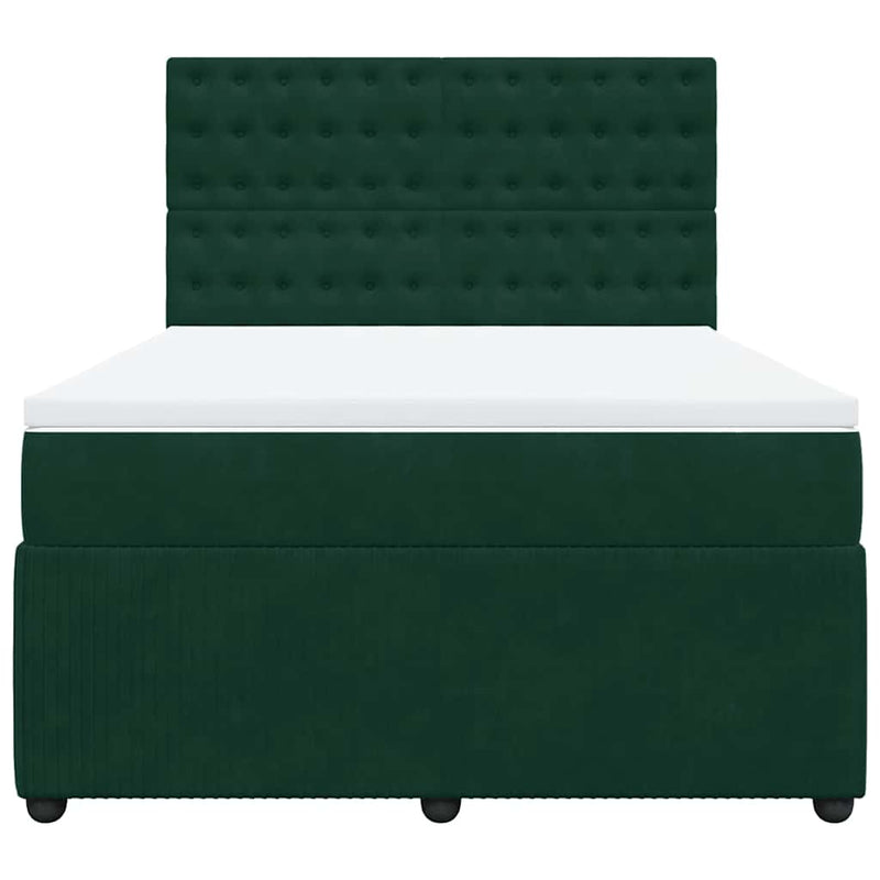 Pat box spring cu saltea, verde închis, 160x200 cm, catifea