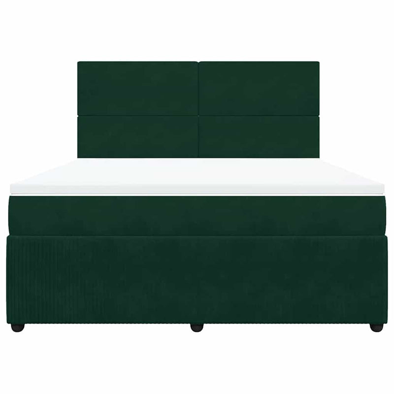 Pat box spring cu saltea, verde închis, 180x200 cm, catifea