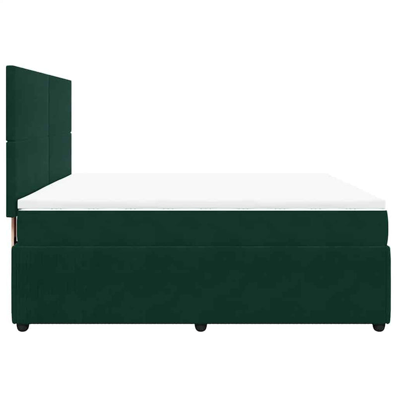 Pat box spring cu saltea, verde închis, 180x200 cm, catifea