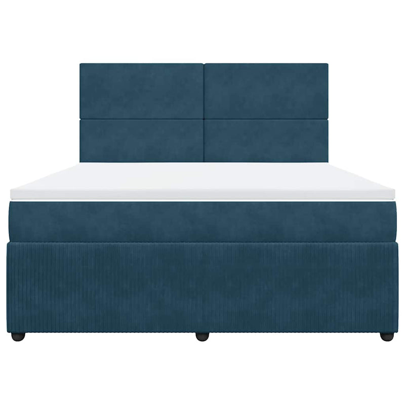 Pat box spring cu saltea, albastru închis, 180x200 cm, catifea