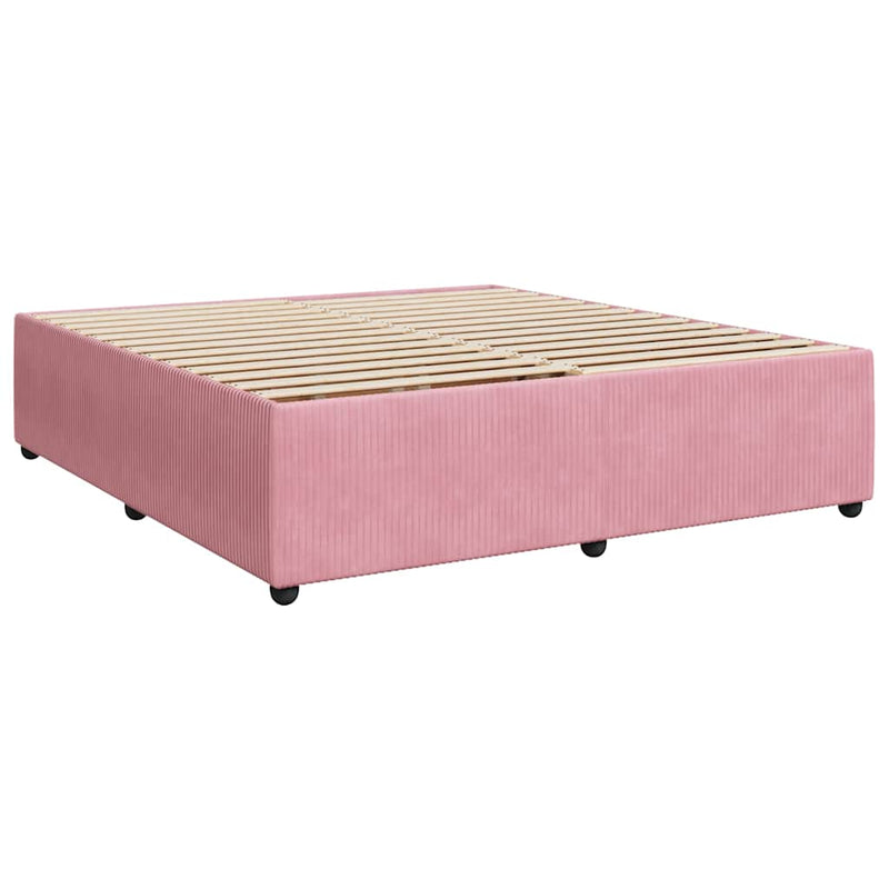 Pat box spring cu saltea, roz, 180x200 cm, catifea