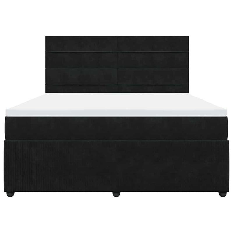 Pat box spring cu saltea, negru, 180x200 cm, catifea