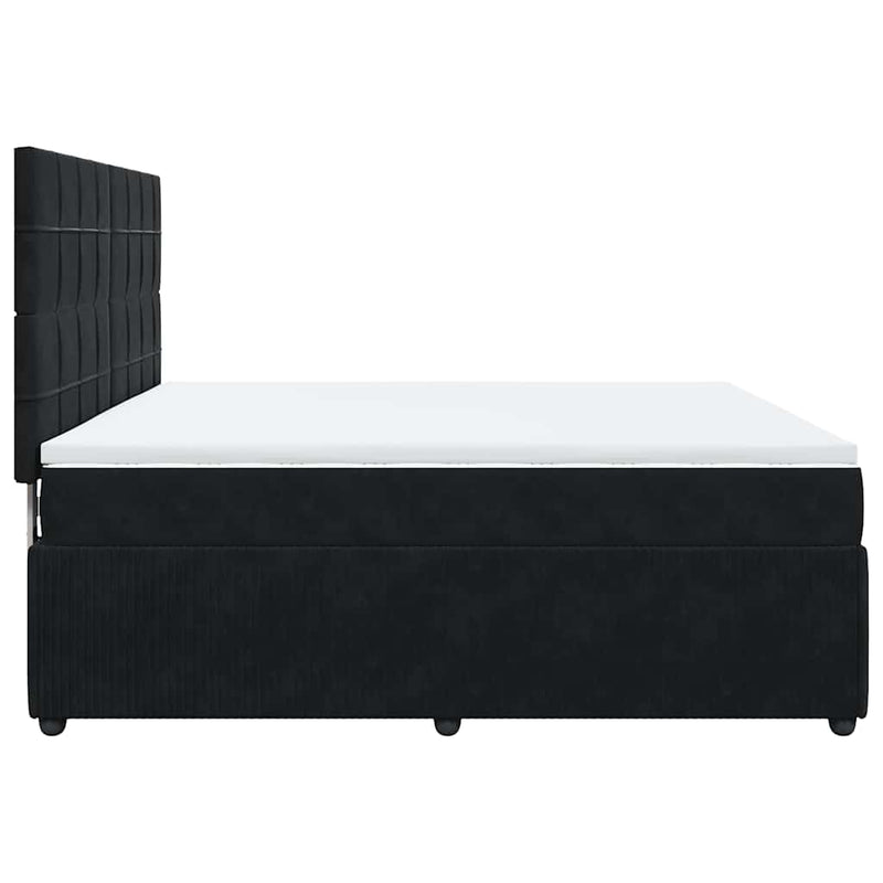 Pat box spring cu saltea, negru, 180x200 cm, catifea