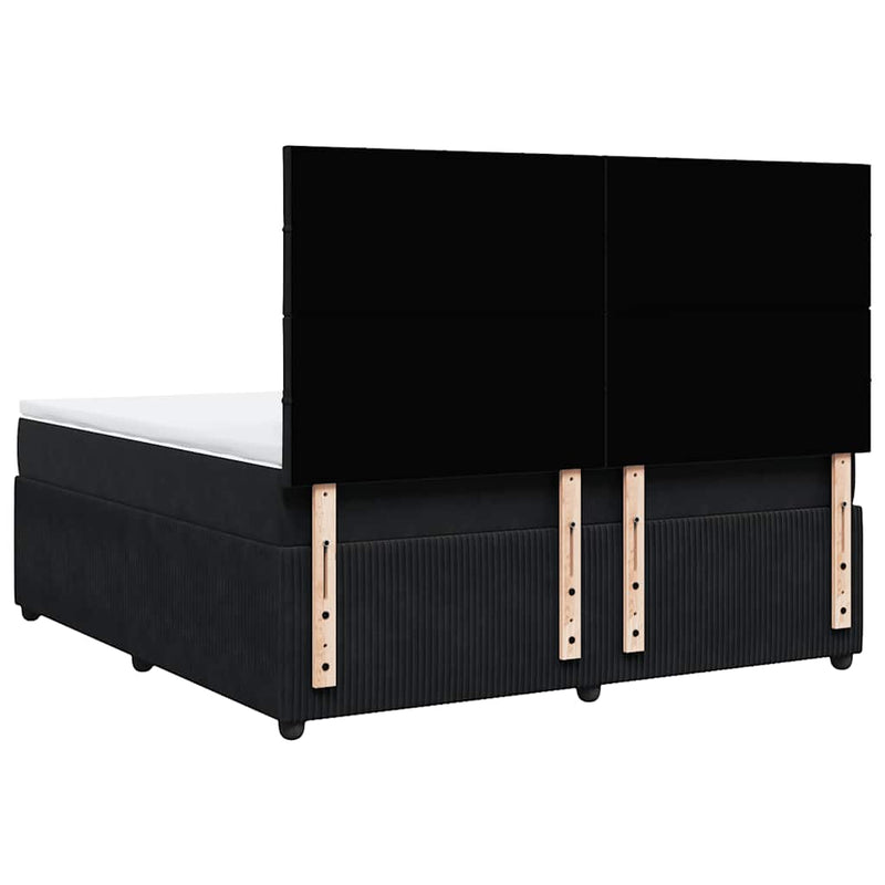 Pat box spring cu saltea, negru, 180x200 cm, catifea