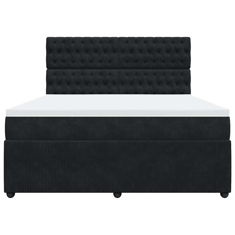Pat box spring cu saltea, negru, 180x200 cm, catifea