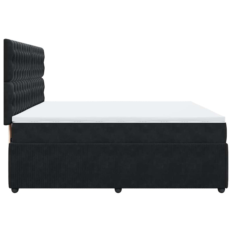 Pat box spring cu saltea, negru, 180x200 cm, catifea
