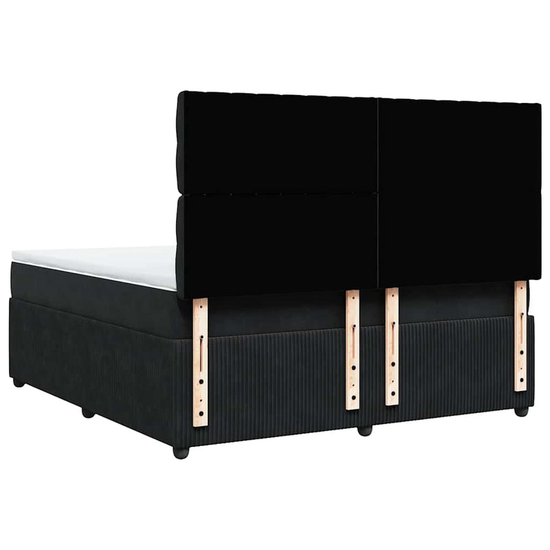 Pat box spring cu saltea, negru, 180x200 cm, catifea
