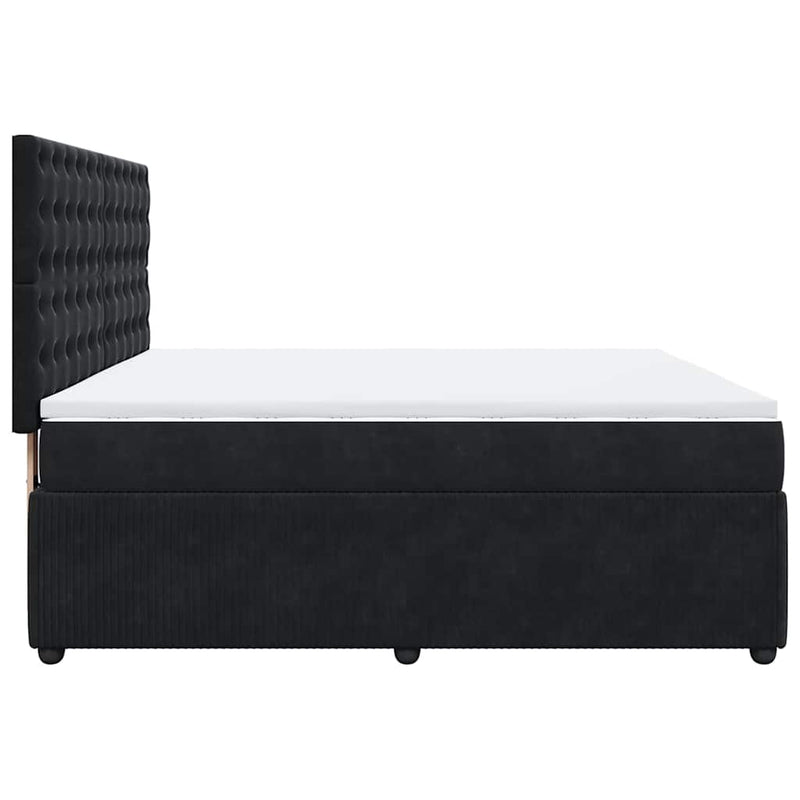Pat box spring cu saltea, negru, 180x200 cm, catifea