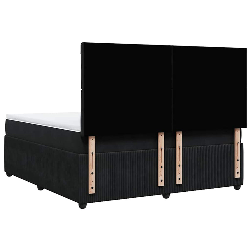 Pat box spring cu saltea, negru, 180x200 cm, catifea