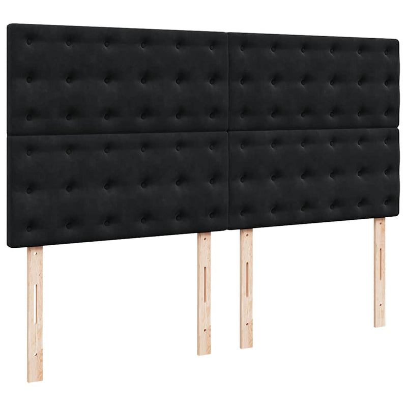 Pat box spring cu saltea, negru, 180x200 cm, catifea