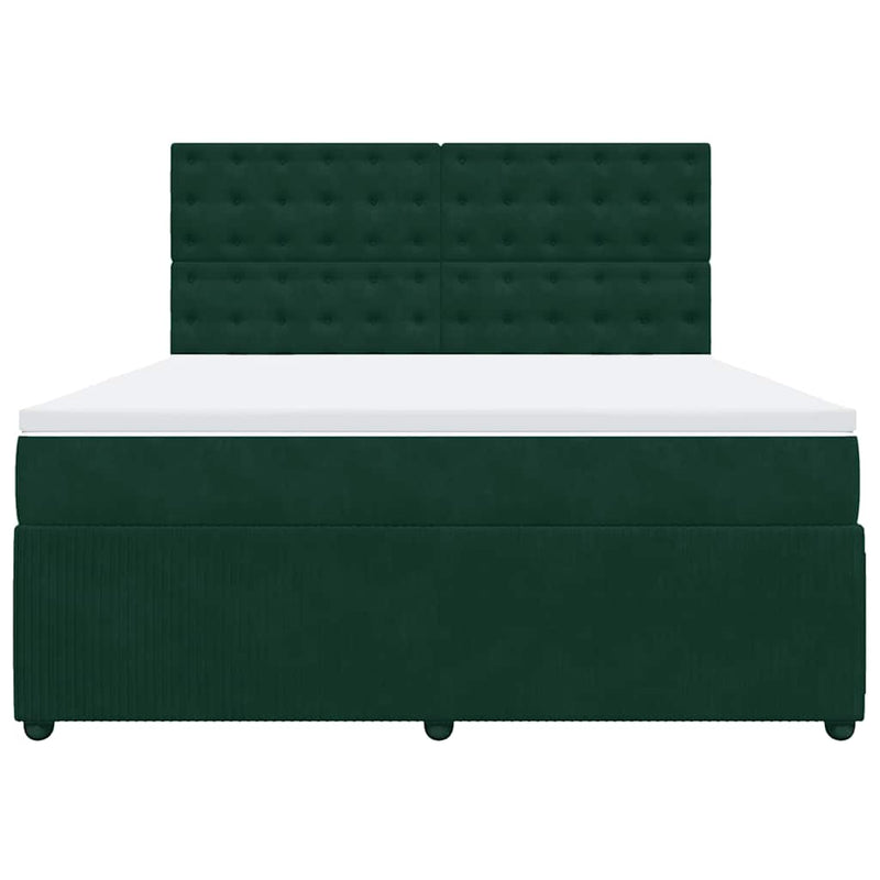 Pat box spring cu saltea, verde închis, 180x200 cm, catifea