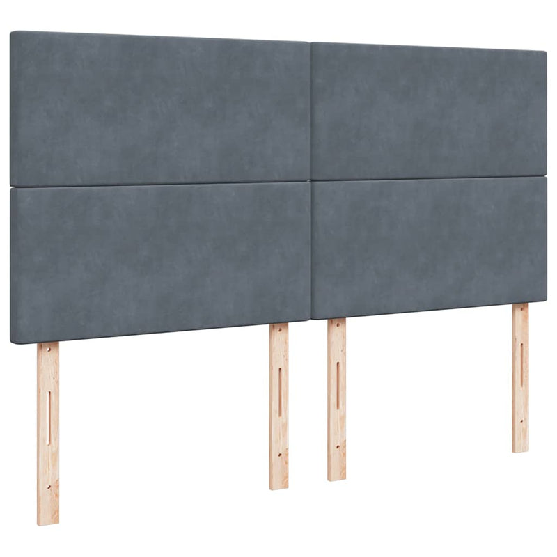 Pat box spring cu saltea, gri închis, 200x200 cm, catifea