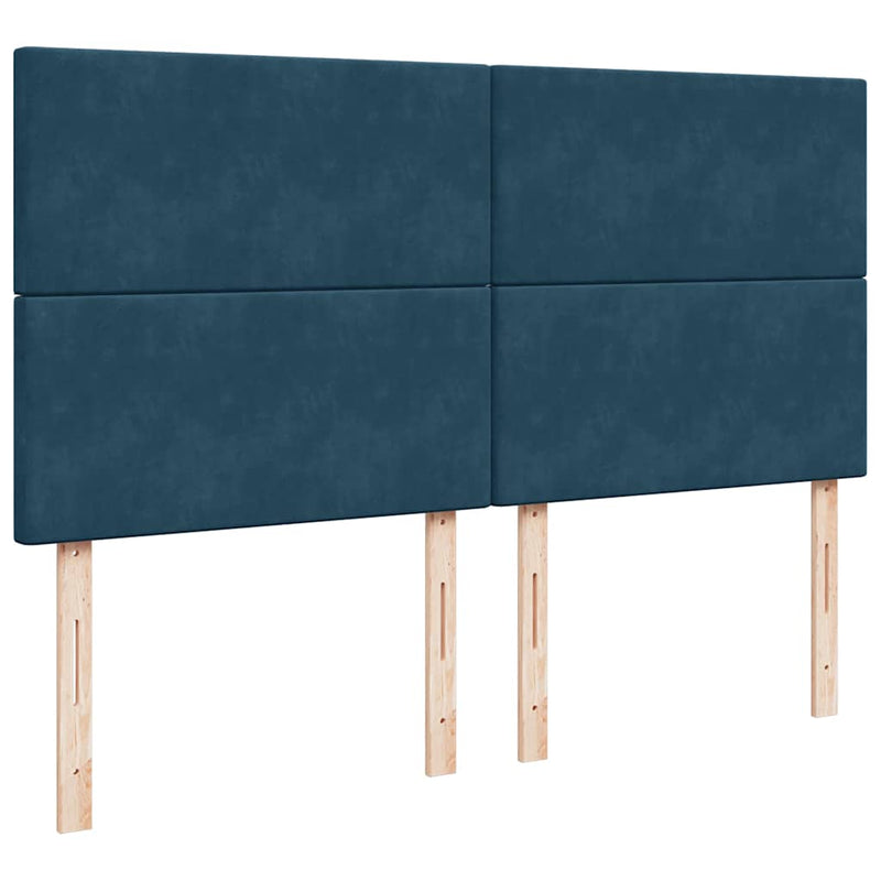 Pat box spring cu saltea, albastru închis, 200x200 cm, catifea