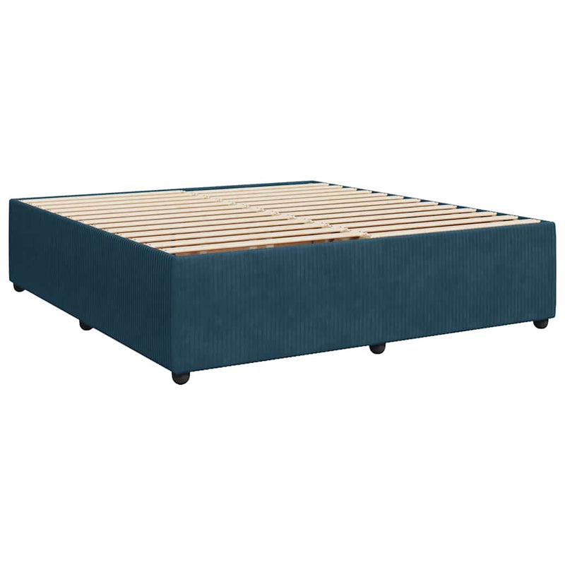 Pat box spring cu saltea, albastru închis, 200x200 cm, catifea