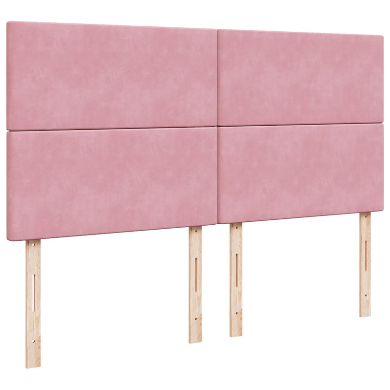 Pat box spring cu saltea, roz, 200x200 cm, catifea