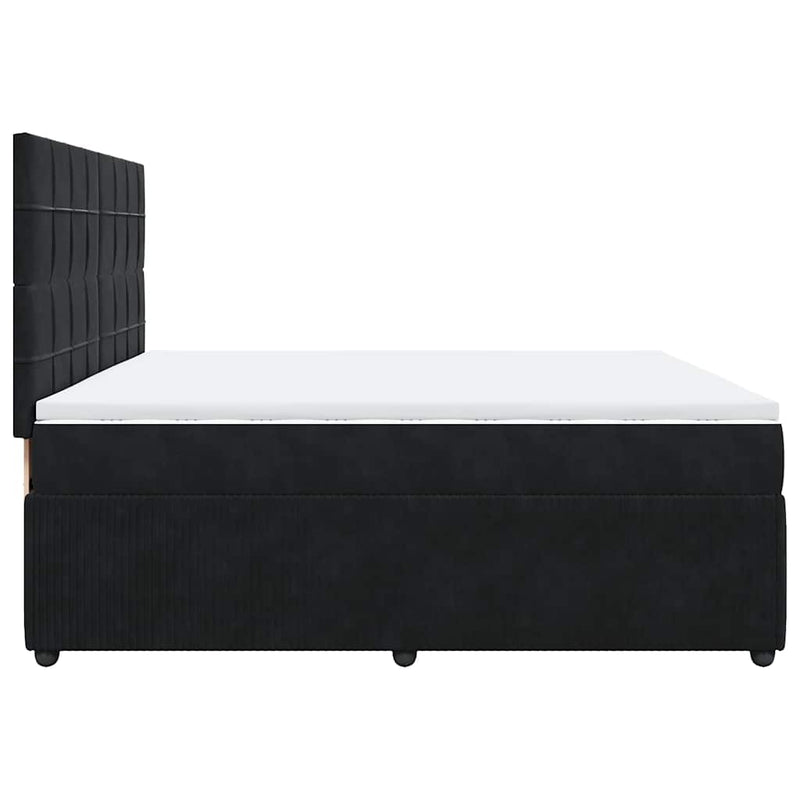 Pat box spring cu saltea, negru, 200x200 cm, catifea