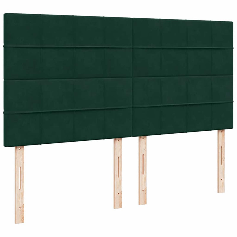 Pat box spring cu saltea, verde închis, 200x200 cm, catifea