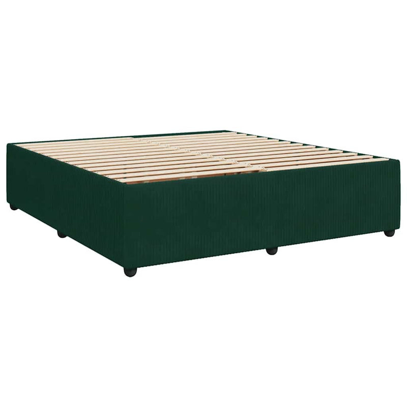 Pat box spring cu saltea, verde închis, 200x200 cm, catifea