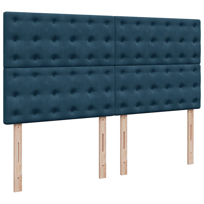 Pat box spring cu saltea, albastru închis, 200x200 cm, catifea