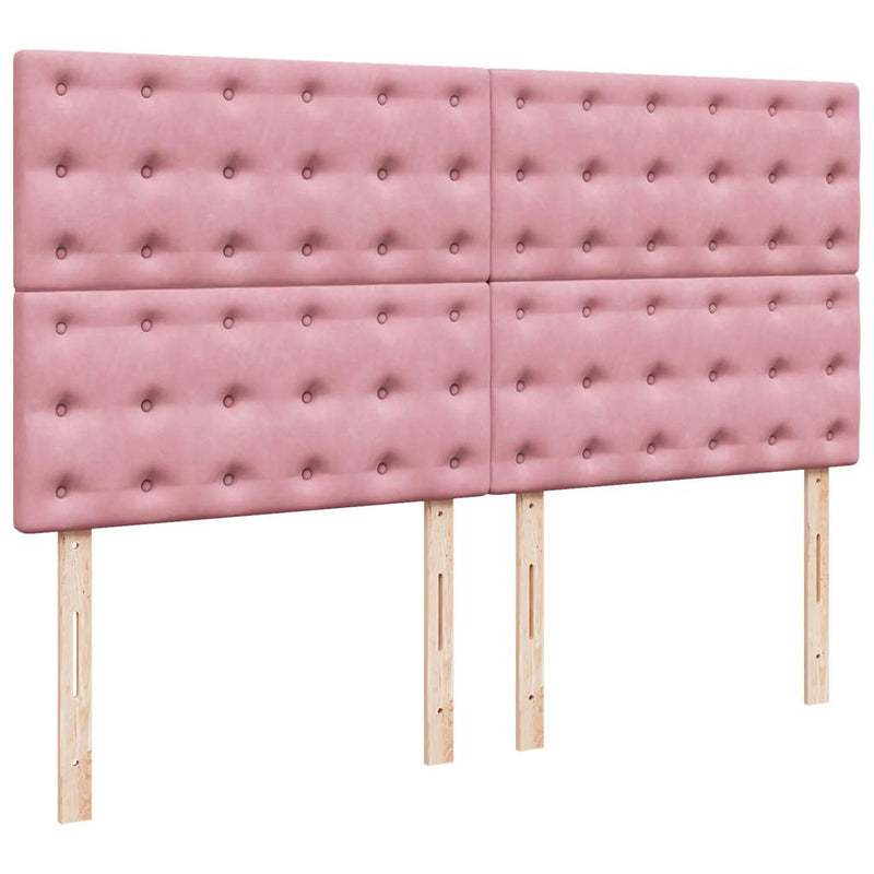 Pat box spring cu saltea, roz, 200x200 cm, catifea