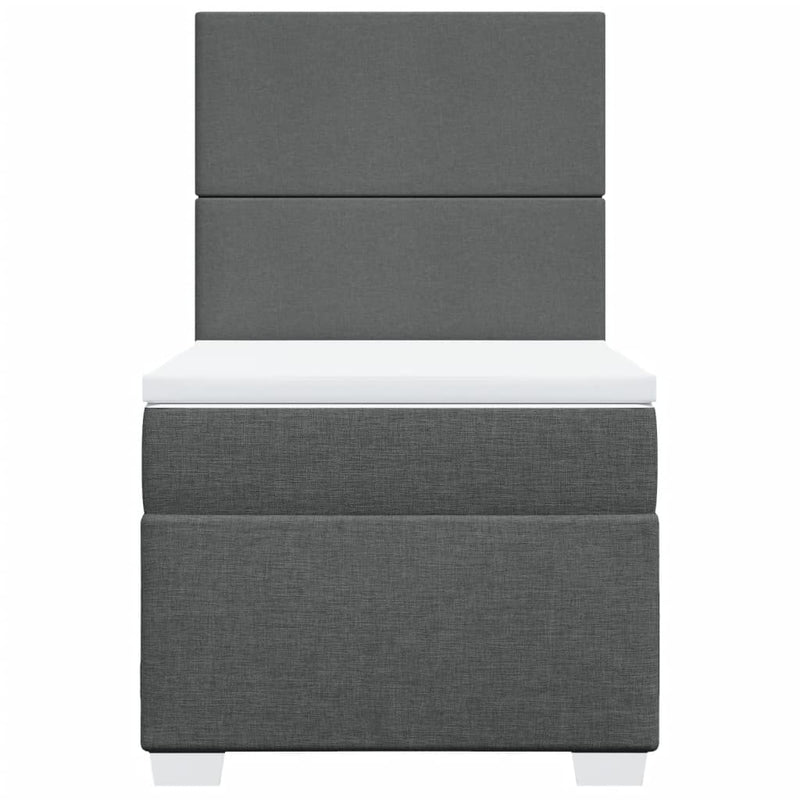 Pat box spring cu saltea, gri închis, 80x200 cm, textil