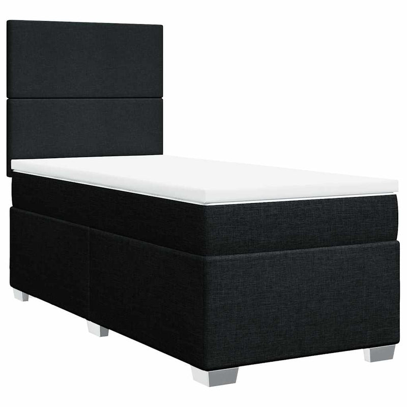 Pat box spring cu saltea, negru, 80x200 cm, textil